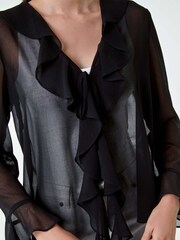 Roman Black Frill Detail Chiffon Tie Top - Image 5 of 5