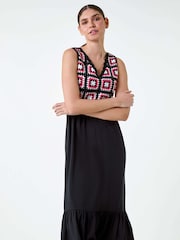 Roman Orange Sleeveless Crochet Fit & Flare Midi Dress - Image 2 of 5