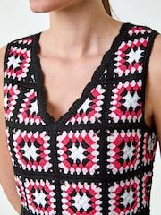 Roman Orange Sleeveless Crochet Fit & Flare Midi Dress - Image 5 of 5