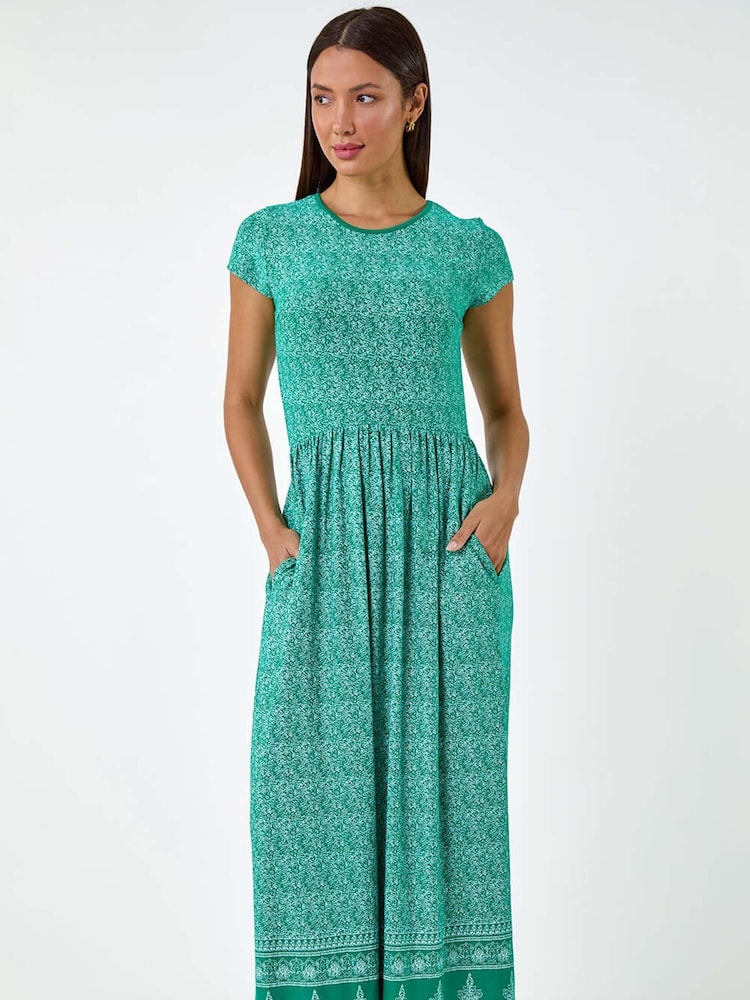 Roman Green Paisley Relaxed Stretch Maxi Dress - Image 2 of 5