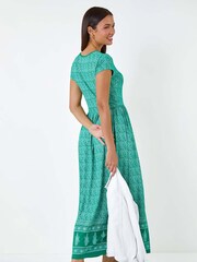 Roman Green Paisley Relaxed Stretch Maxi Dress - Image 3 of 5
