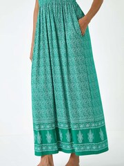 Roman Green Paisley Relaxed Stretch Maxi Dress - Image 5 of 5