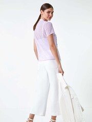 Roman Purple Pintuck Detail Lace Trim Top - Image 3 of 5