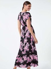 Roman Pink Floral Print Shirred Waist Maxi Dress - Image 3 of 5