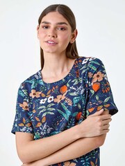 Roman Blue Floral Print Pocket Shift Dress - Image 4 of 5