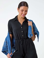 Roman Plain Ribbed Stretch Playsuit - Imagen 1 de 6