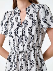 Roman Black Fan Print Frill Hem Shirt Dress - Image 5 of 5
