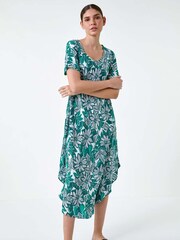 Roman Green Floral Print Midi T-Shirt Dress - Image 1 of 5