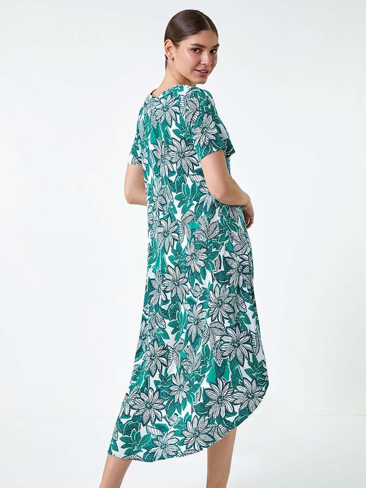 Roman Green Floral Print Midi T-Shirt Dress - Image 2 of 5