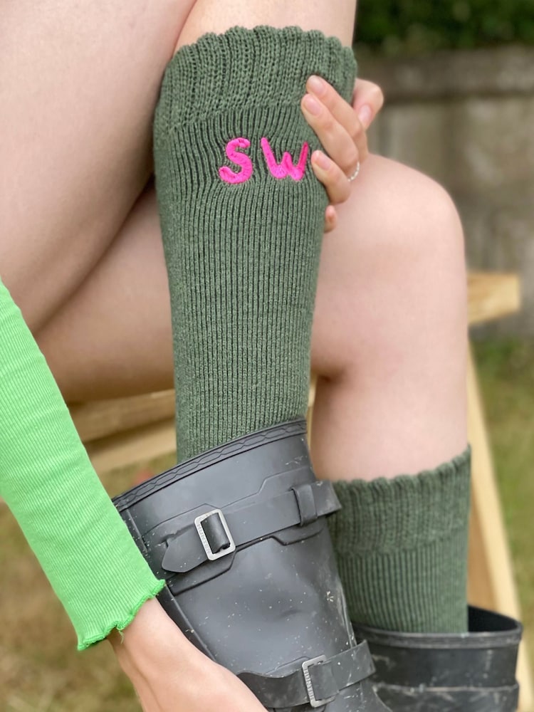 Solesmith Childrens Green Bold Festival Welly Socks - Image 1 of 4