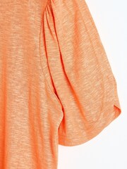 Oliver Bonas Orange Metallic Flute Sleeve T-Shirt with Linen - Image 7 of 8