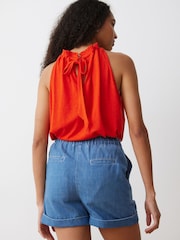 Oliver Bonas Orange Linen Blend Halter Neck Top - Image 2 of 8