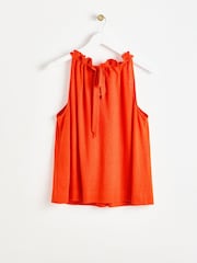 Oliver Bonas Orange Linen Blend Halter Neck Top - Image 5 of 8