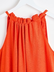 Oliver Bonas Orange Linen Blend Halter Neck Top - Image 6 of 8