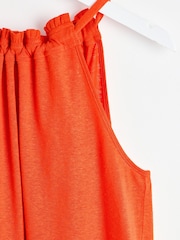 Oliver Bonas Orange Linen Blend Halter Neck Top - Image 7 of 8