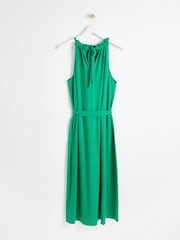 Oliver Bonas Green Linen Blend Halter Neck Midi Dress - Image 5 of 9