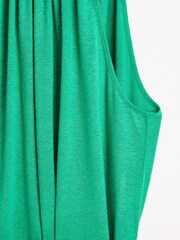 Oliver Bonas Green Linen Blend Halter Neck Midi Dress - Image 7 of 9