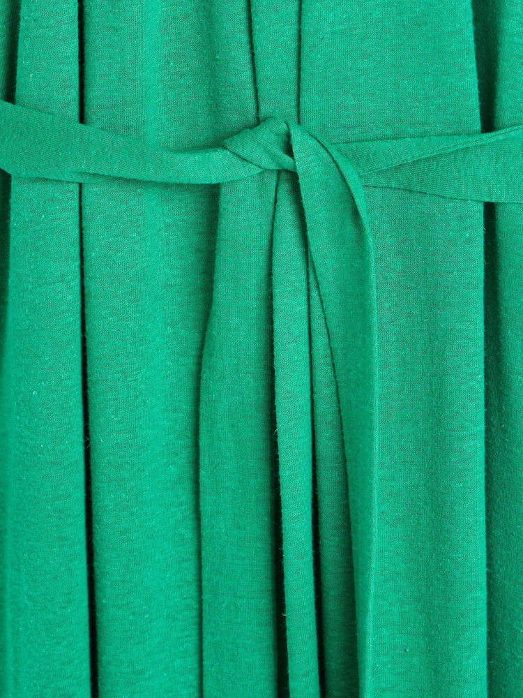 Oliver Bonas Green Linen Blend Halter Neck Midi Dress - Image 8 of 9