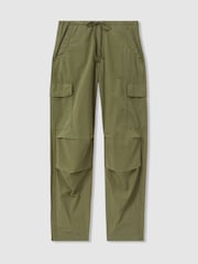 Khaki - Reiss Alessio Combat-Hose in Tapered-Fit aus Baumwolle mit Kordelzug - Bild 2 von 6