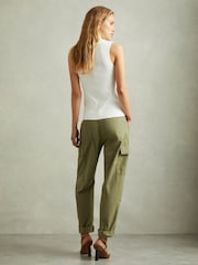 Khaki - Reiss Alessio Combat-Hose in Tapered-Fit aus Baumwolle mit Kordelzug - Bild 5 von 6