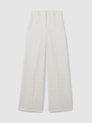 Reiss White Leanna Wool Blend Wide Leg Tux Trousers - Image 2 of 6
