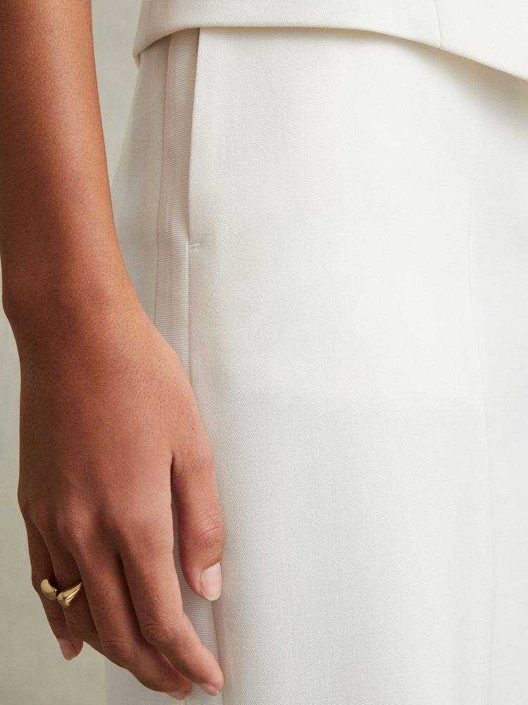 Reiss White Leanna Wool Blend Wide Leg Tux Trousers - Image 3 of 6
