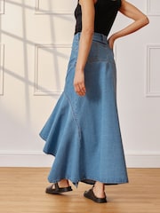 Albaray Blue Aysmetric 100% Cotton Denim Skirt - Image 2 of 6