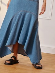 Albaray Blue Aysmetric 100% Cotton Denim Skirt - Image 3 of 6