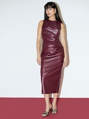 River Island Burgundy Burgundy Faux Leather Drape Top - Image 1 of 4