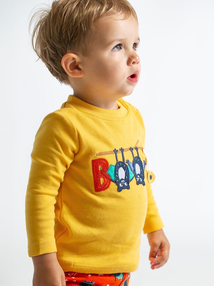 أصفر ـ رداء علوي بخياطة أبليكيه على شكل خفاش هالوين من Frugi - صورة 5 من 5 أصفر ـ رداء علوي بخياطة أبليكيه على شكل خفاش هالوين من Frugi - صورة 5 من 5