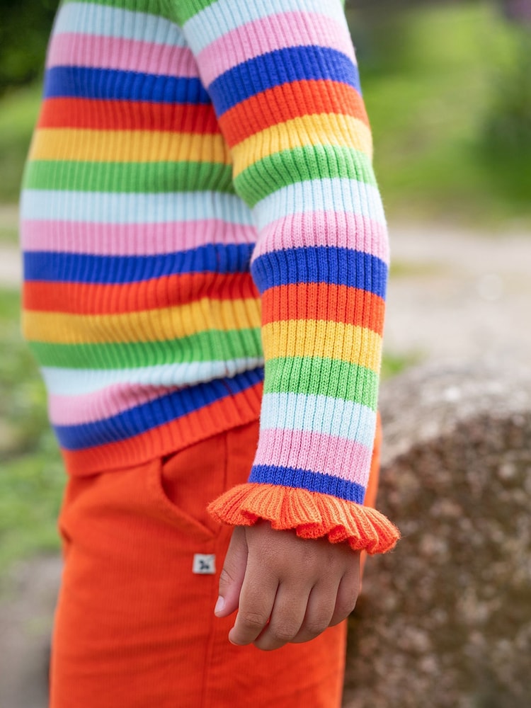 Frugi Girls Blue Retro Striped Knitted Jumper - Изображение 2 из 6 Frugi Girls Blue Retro Striped Knitted Jumper - Изображение 2 из 6