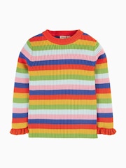 Frugi Girls Blue Retro Striped Knitted Jumper - Изображение 3 из 6