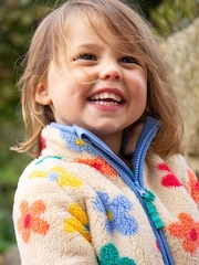 Frugi Orange Flower Pop Zipped Ted Fleece Jacket - Image 2 of 6