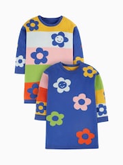 Frugi Blue Floral Reversible Knitted Dress - Image 1 of 5