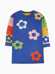 Frugi Blue Floral Reversible Knitted Dress - Image 2 of 5