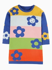 Frugi Blue Floral Reversible Knitted Dress - Image 3 of 5