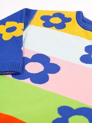 Frugi Blue Floral Reversible Knitted Dress - Image 4 of 5
