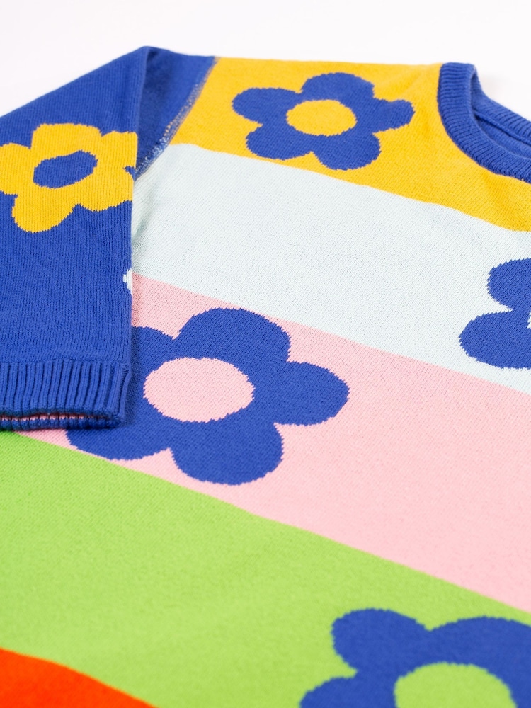 Frugi Blue Floral Reversible Knitted Dress - Image 4 of 5