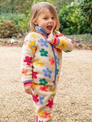 Frugi Orange Fleece Flower Printed Joggers - Image 1 of 5
