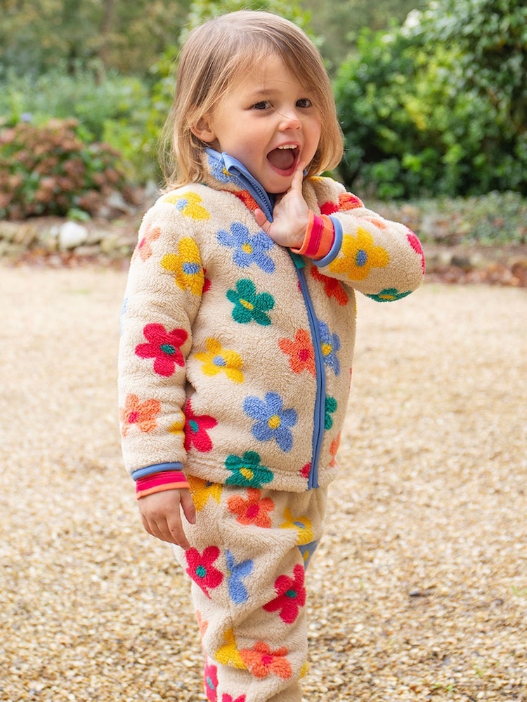 Frugi Orange Fleece Flower Printed Joggers - Image 1 of 5