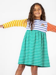 Frugi Girls Blue Multi Striped Hotchpotch Dress - Image 1 of 2