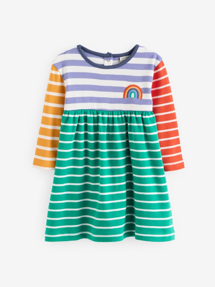 Frugi Girls Blue Multi Striped Hotchpotch Dress - Image 2 of 2
