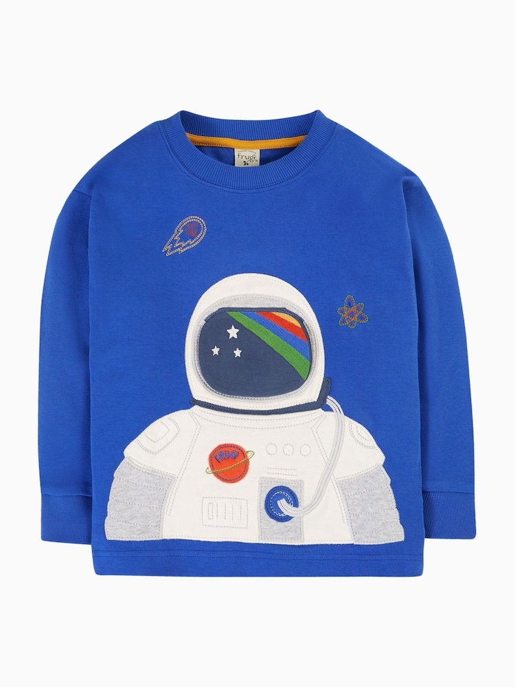 Frugi Boys Blue Space Astronaut Interactive Top - Image 2 of 6 Frugi Boys Blue Space Astronaut Interactive Top - Image 2 of 6