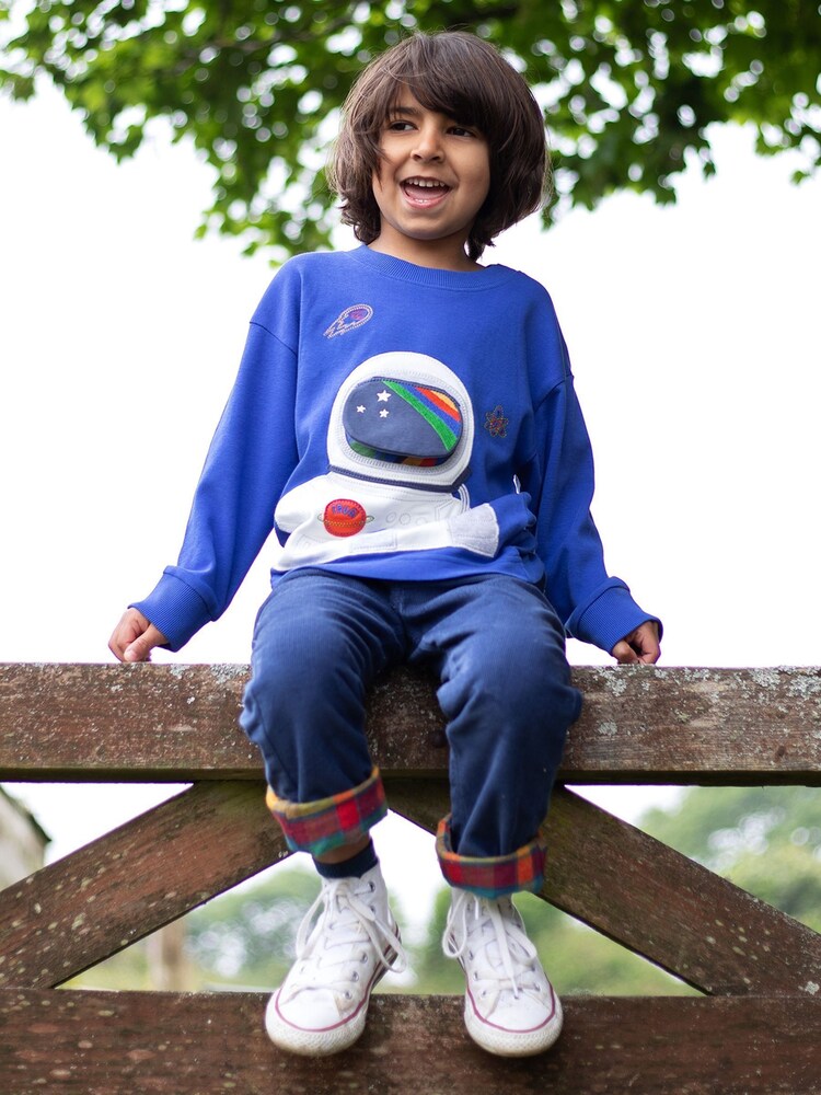Frugi Boys Blue Space Astronaut Interactive Top - Image 6 of 6