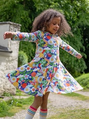 Frugi Blue Flower Print Sofia Skater Dress - Image 1 of 5