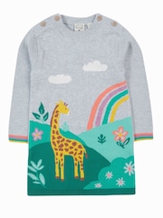 Frugi Grey Giraffe Rainbow Knitted Dress - Image 1 of 4