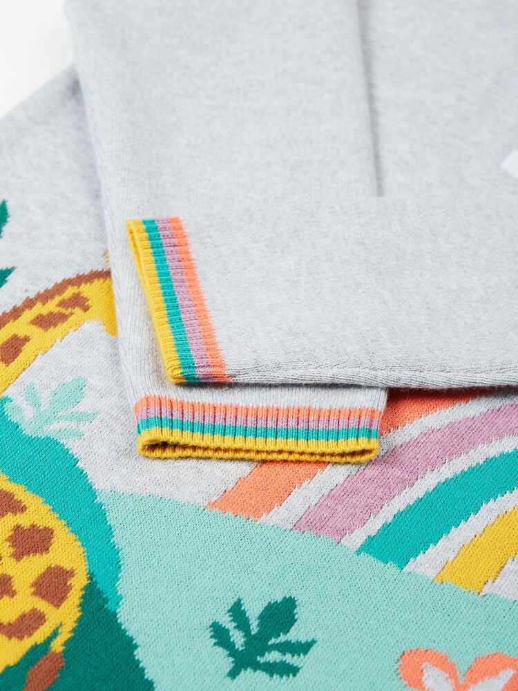 Frugi Grey Giraffe Rainbow Knitted Dress - Image 3 of 4