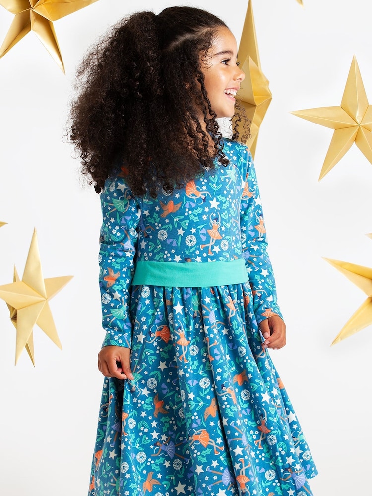 Frugi Girl's Blue Forest Skater Dress - Image 1 of 9