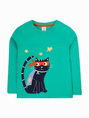 Frugi Green Applique Halloween Cat Top - Image 1 of 3