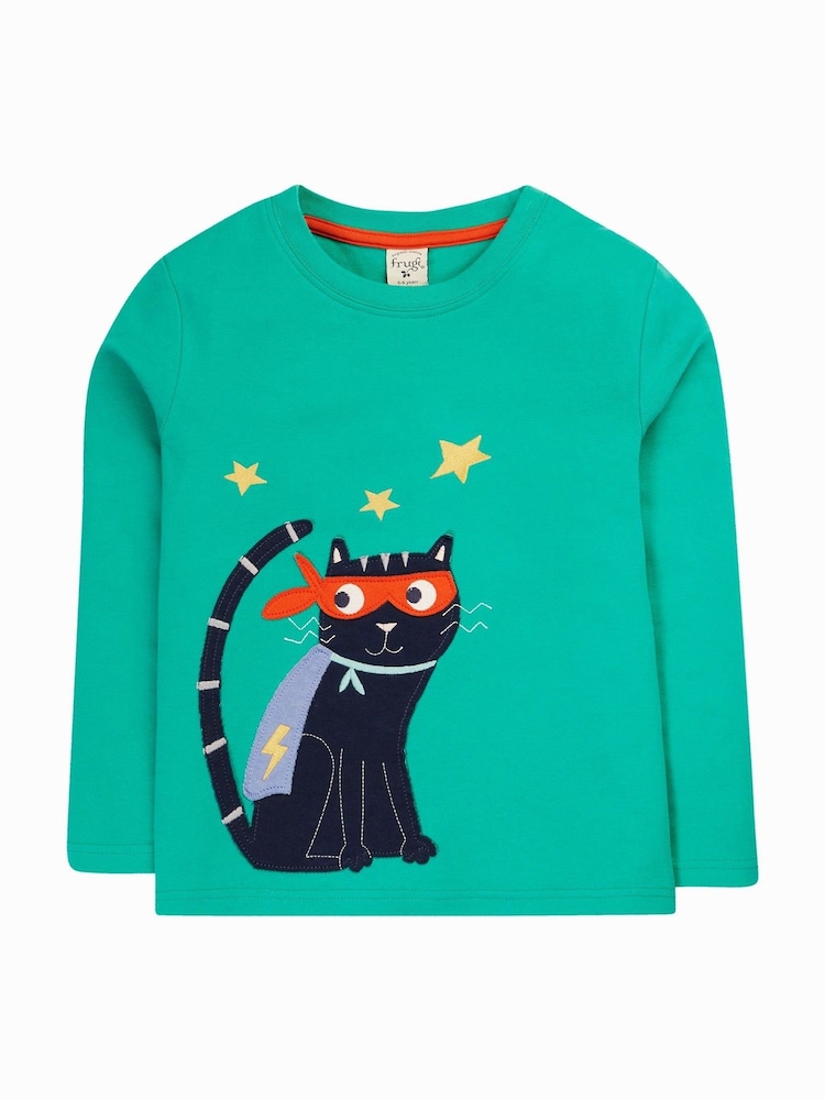 Frugi Green Applique Halloween Cat Top - Image 1 of 3